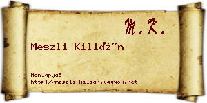Meszli Kilián névjegykártya